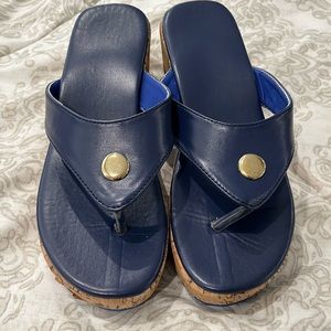Navy platform sandals